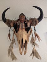 Wandschmuck Büffelschädel Indianer Motiv guter Zustand