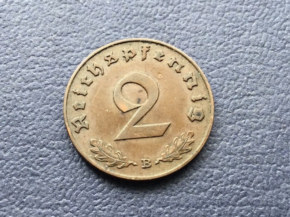 Alle Münzen: 2 Reichspfennig 1939 B.    VZ – Gebraucht aus St. Margrethen SG von alfapeugeot10