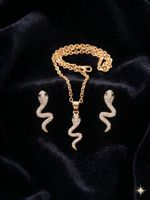 Schlangenkette mit Ohrringen goldfarben neu