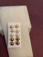 5 Paar Ohrstecker, Perlenimitationen, Durchm.0.6cm,matt/glzd
