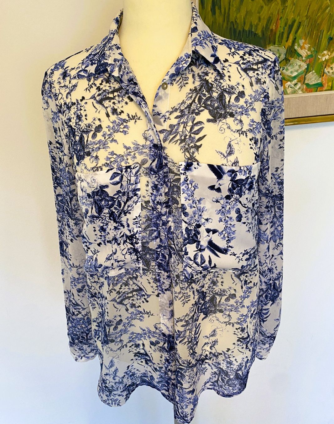 Zara Camicette: ZARA Bluse weiss blau Blumen XS – Nuovo (secondo la descrizione) da Allschwil venduto da Rosenfee 1