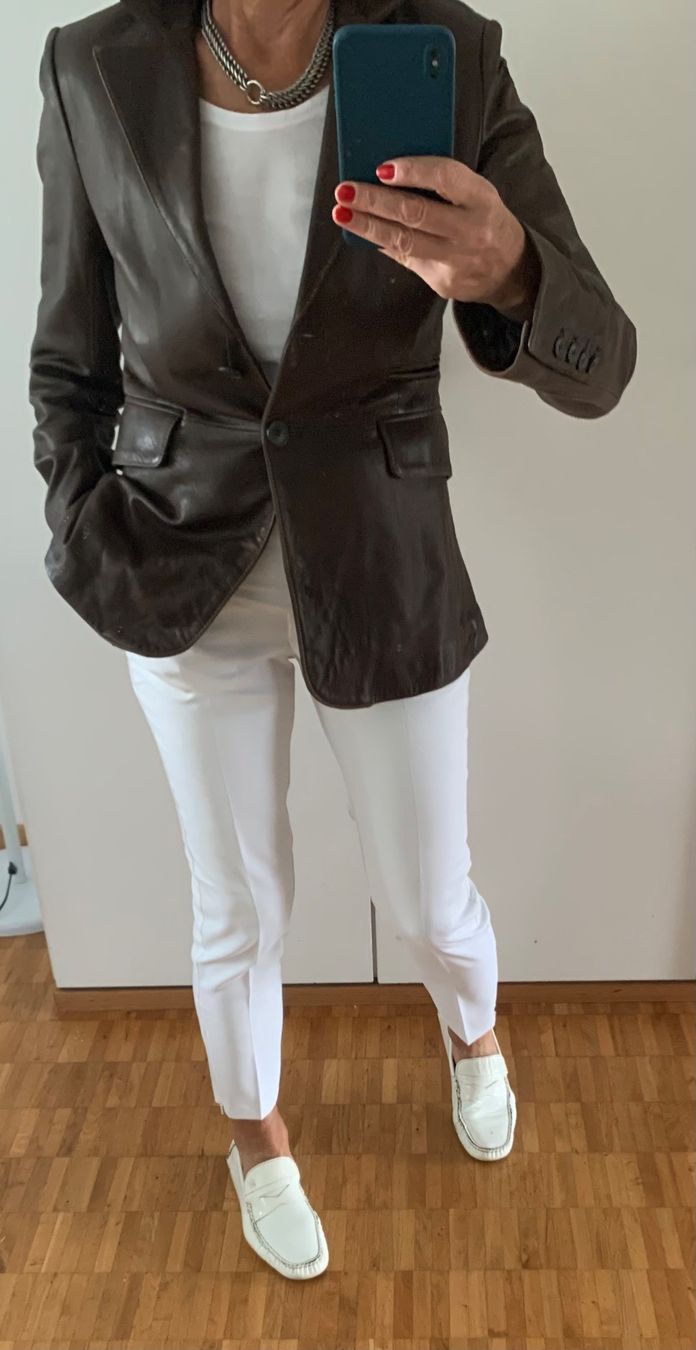 Giacche: Damen-Lederblazer in der Farbe Braun. – Usato da Adliswil venduto da Jessik0 1