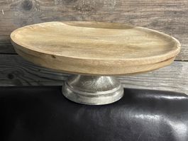 Schale/Platte rund aus Holz und Aluminium raw/NEU/OVP