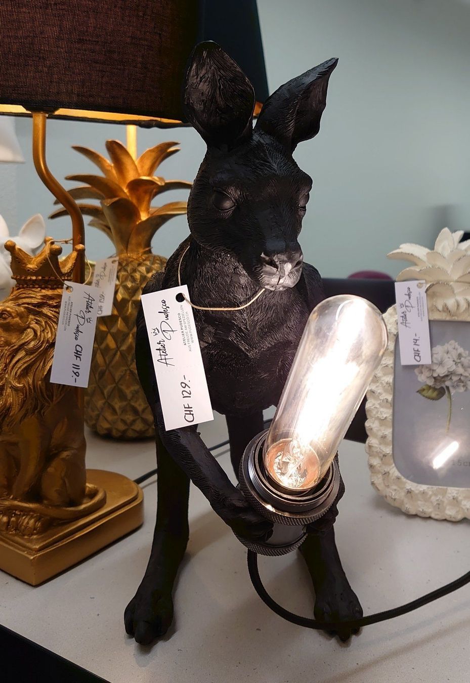 Lampade: Känguru Lampe matt Schwarz – Nuovo e nell'imballaggio originale da Schaffhausen venduto da AtelierPudesco 3