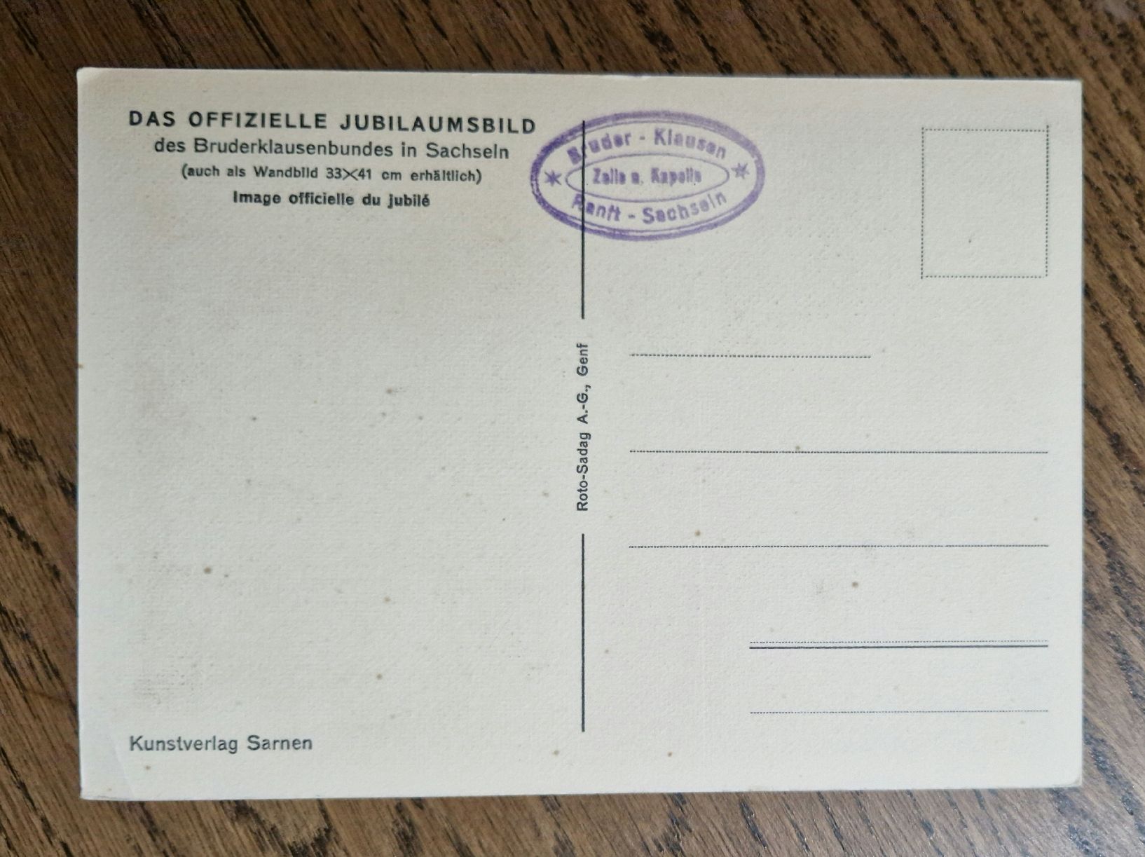Cartoline postali: off. Jubiläumsbild Bruderklausenbund Sachseln, Stempel – Usato da Ebikon venduto da Donar50 2