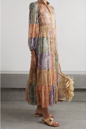 Zimmermann Brighton Paisley Maxikleid Seide Gr. 1 34/36 