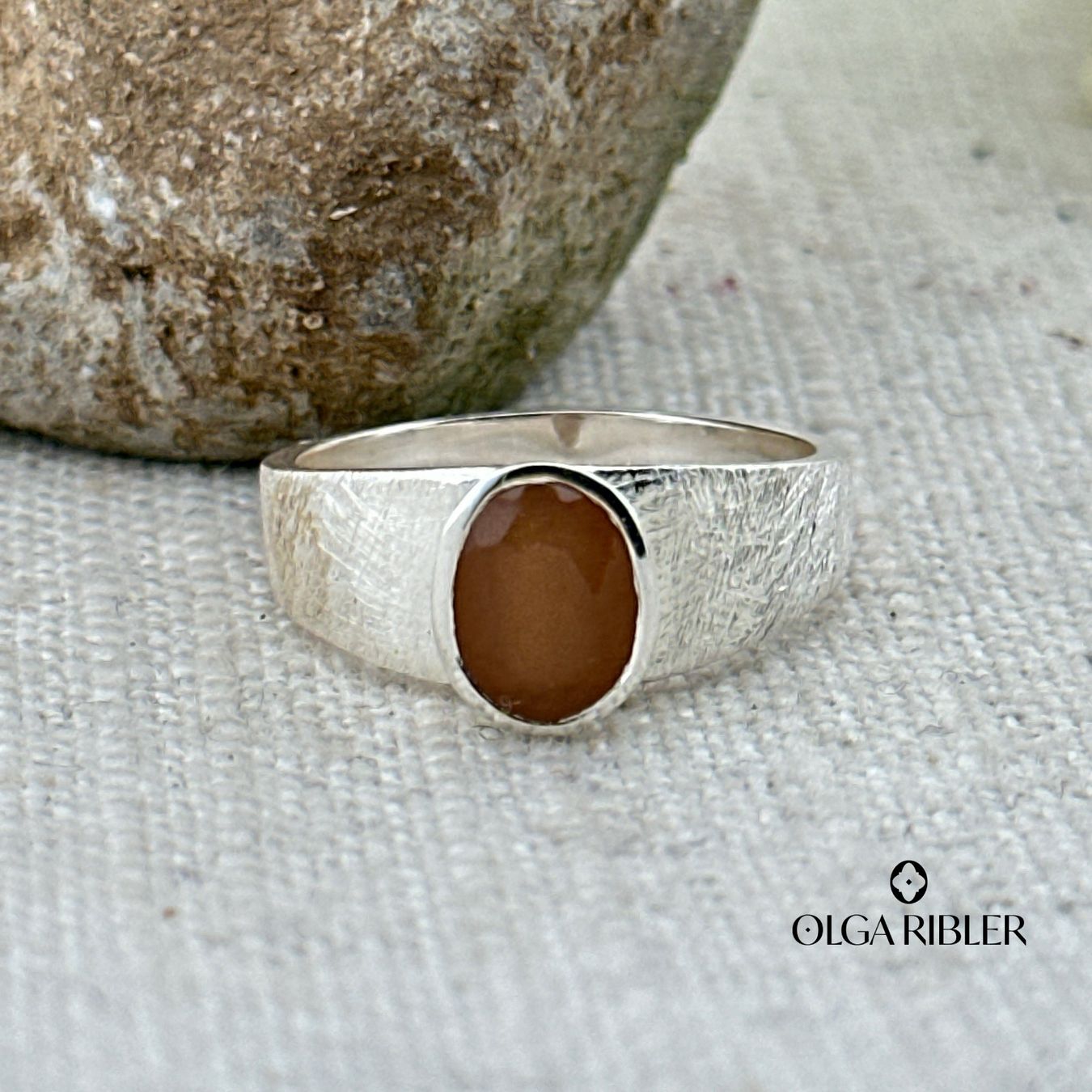 Olga Ribler Anelli: Silber Ring 925 mit Braunem Mondstein Grösse 57 – Nuovo (secondo la descrizione) da Luzern venduto da Schmuckoutlet 3