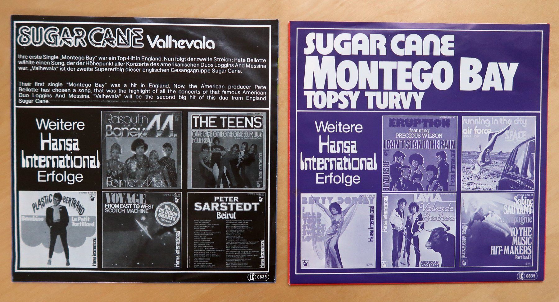 Dischi in vinile: SUGAR CANE - 2 VINYL SINGLES (VG) – Usato da Hedingen venduto da Studers 1