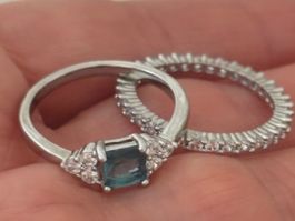 Luxus Elegante Gr.17/7 Duo Ring Memoire Farbe : Silber