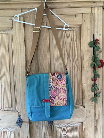 Umhängetasche Canvas /Leder türkis