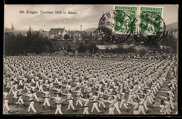 Cartoline postali: Basel, Eidgen. Turnfest 1912, Turner bei – Usato da Berlin venduto da bartko-reher