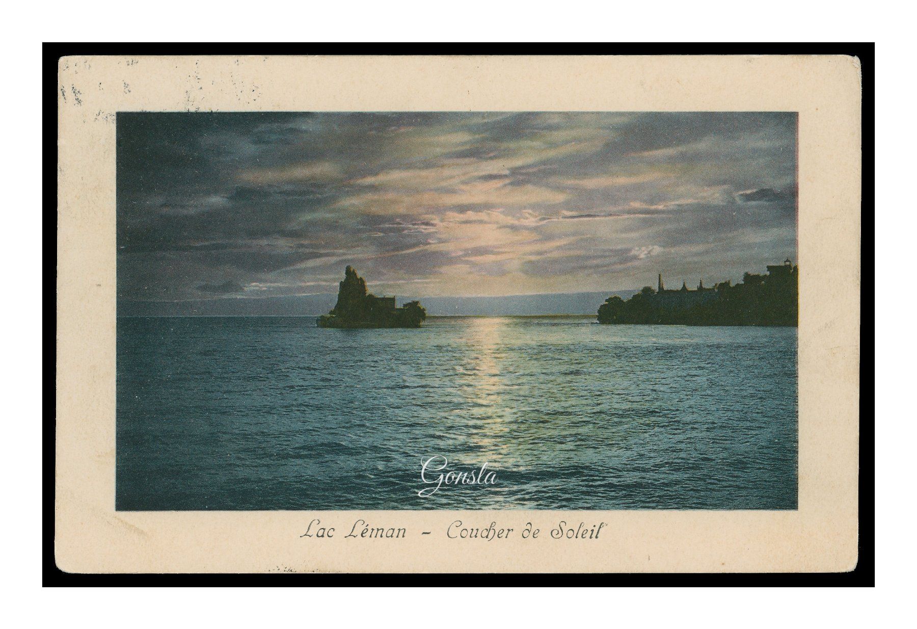 Cartes postales: LAC LÉMAN - 1911 "Coucher de Soleil" – D'occasion à Onex par gonsla01