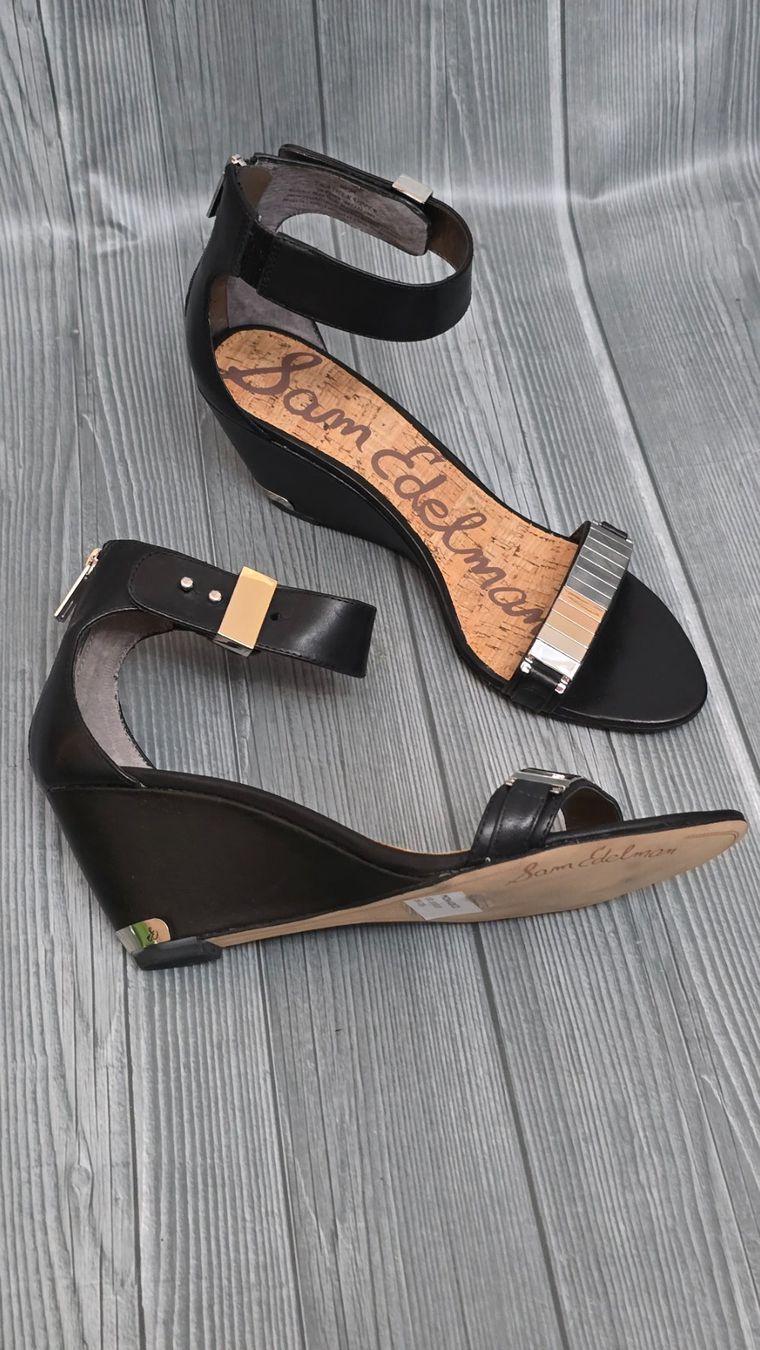 Sam Edelman Scarpe da donna: Sam Edelman Keilsandaletten "Serena" - 41 - Schwarzes Leder – Nuovo (secondo la descrizione) da Thalwil venduto da VitaMini 2