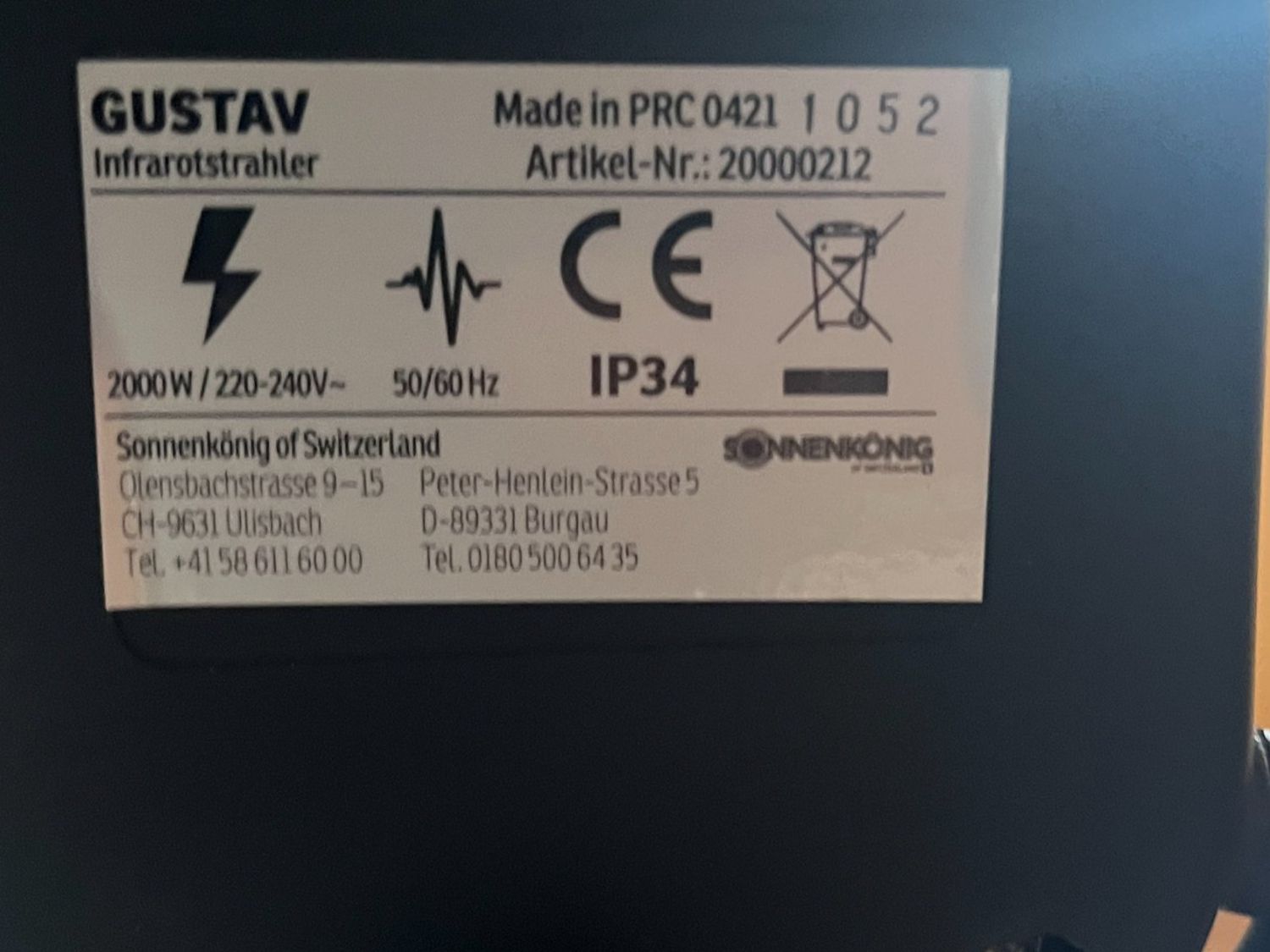 Radiatori: Terrassenstrahler 2000W – Usato da Forch venduto da Rhino 1