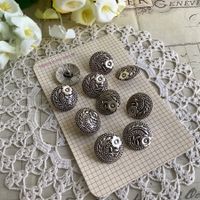 10 x Knopfe aus Metall Look Silver boutons en métal Shabby