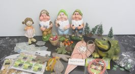 div. Deko- und Bastelartikel, Zwerge, Frosch usw.