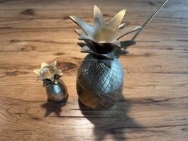 Messing-Ananas Cocktail & Deko Konvolut – 2-teilig