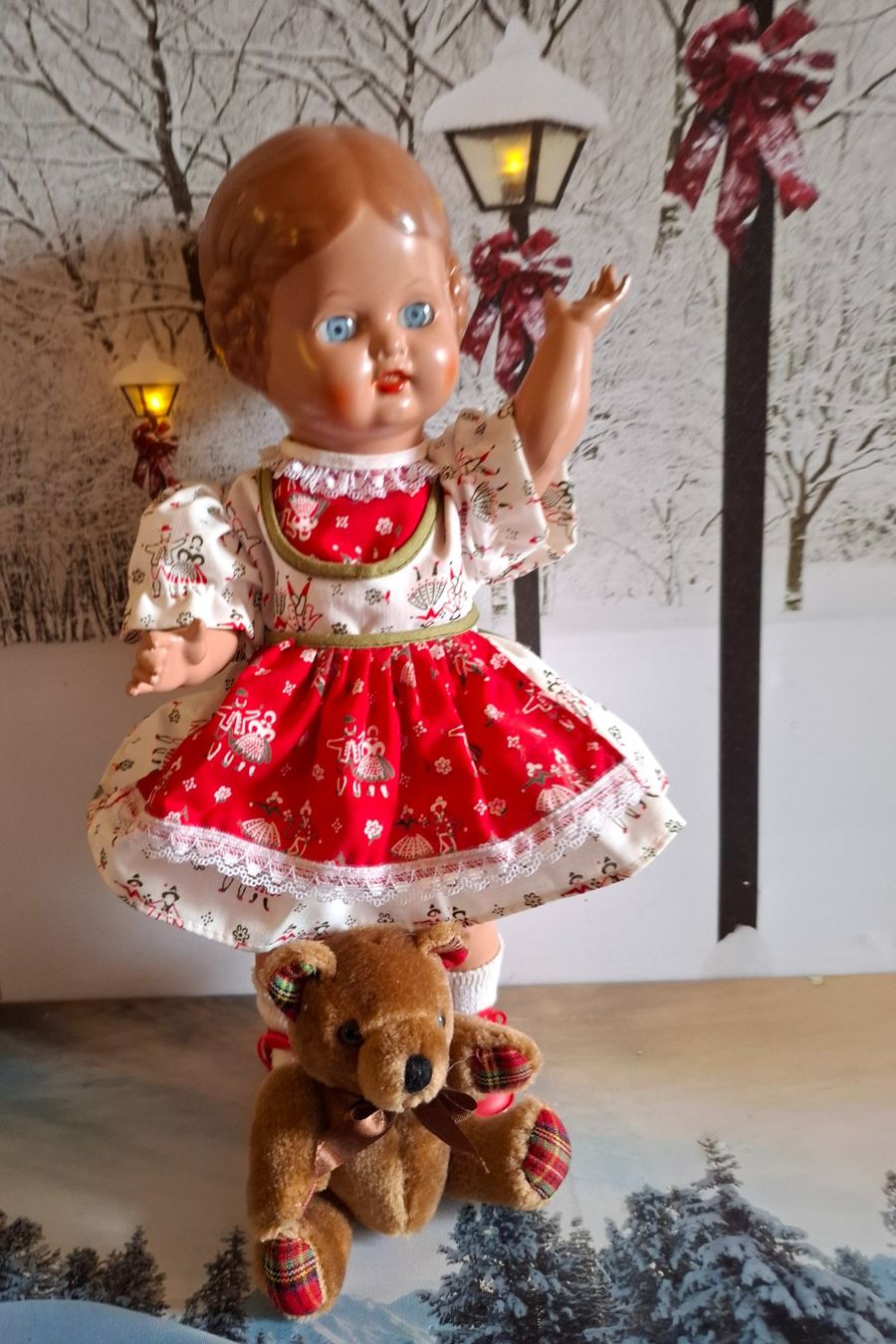 Bambole: SCHILDKRÖTPUPPE BÄRBEL MIT TEDDYBÄRCHEN – Nuovo (secondo la descrizione) da Gretzenbach venduto da schibaya