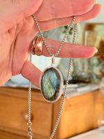 Collier avec pendentif labradorite ,unique✨