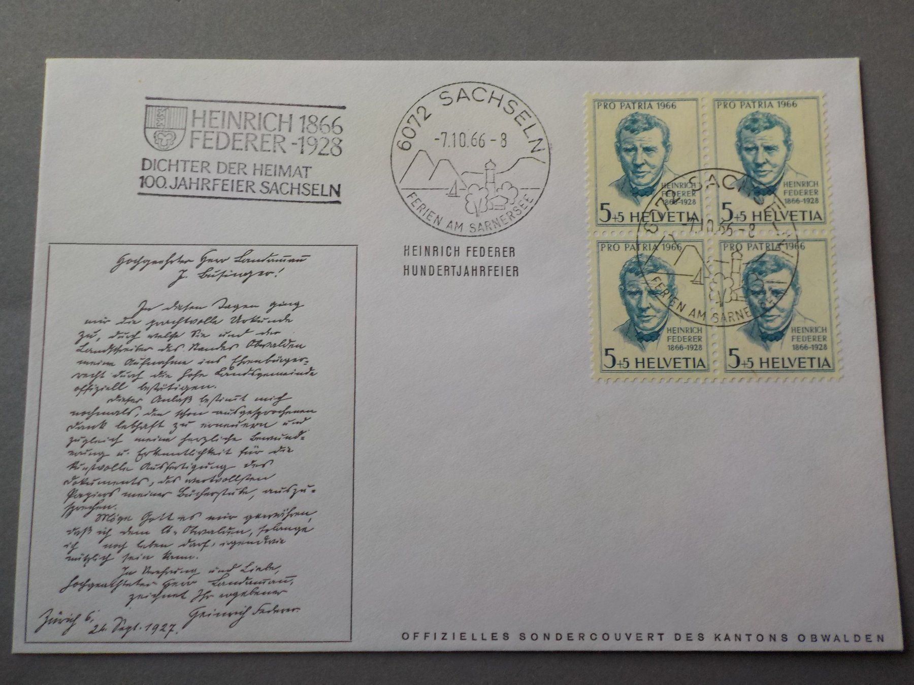 Tutti i francobolli: 1966, FDC, Pro Patria, H.F..7.10.66 – Nuovo (secondo la descrizione) da Muri b. Bern venduto da Ricardoverkauf