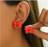 NEUE Ohrstecker aus Plastik rot-weiss Polka dots - 80666