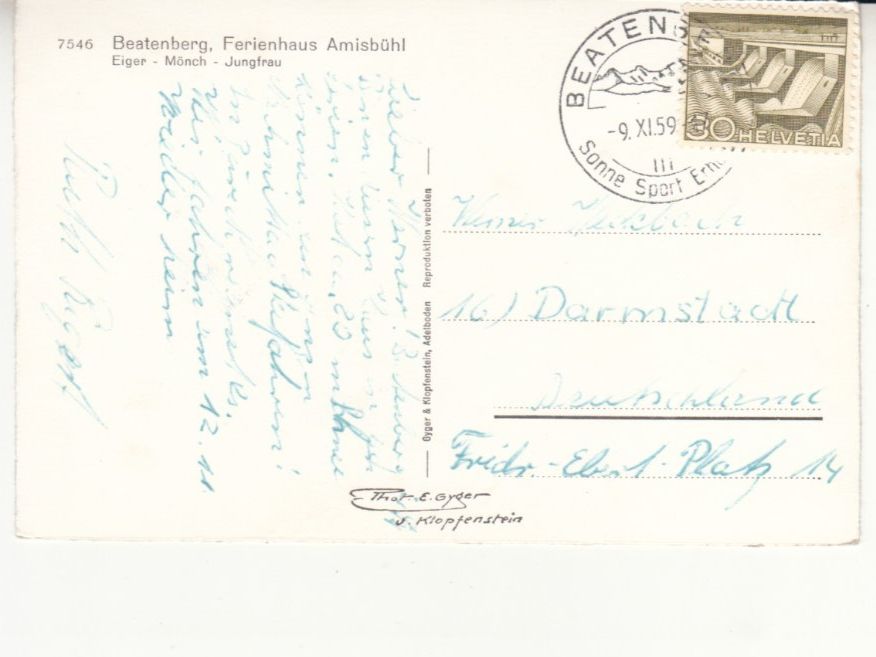 Ansichtskarten: Beatenberg Amisbühl 1959 – Gebraucht aus Bürglen TG von StampGraf 1