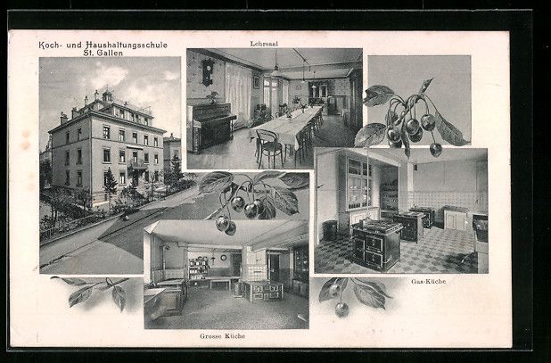 Cartoline postali: St. Gallen, Koch- und Haushaltungsschule – Usato da Berlin venduto da bartko-reher