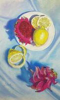 Neu! Original Pastellbild signiert"Fruits on the table No:2"