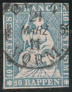 Tous les timbres: Schweiz-Strubel Nr.23Ca,Bern 1859 – D'occasion à uttwil par Koehlerfred