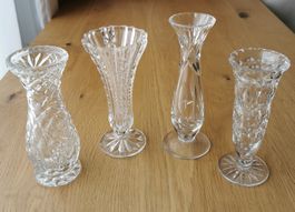 4 Glasvasen Kristall Bohemia 16-18cm Konvolut, Vintage 
