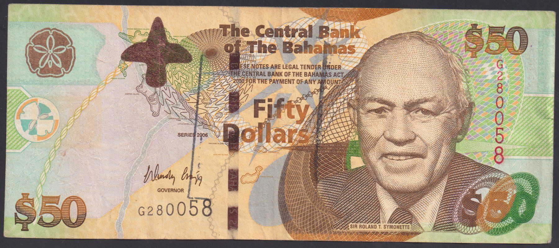 Banconote: Bahamas 50 Dollars 2006 – Usato da Brugg AG venduto da banknoten_muesli