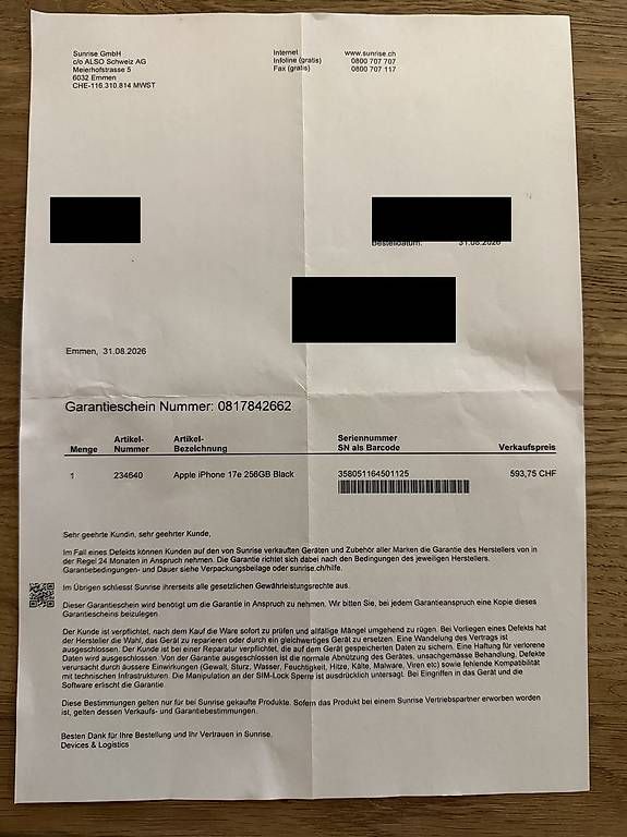 Telefoni cellulari / Smartphones: IPhone 17e black / 256GB – Nuovo e nell'imballaggio originale da Scherzingen venduto da mar_f6q6 3