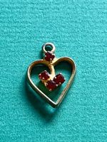 Vergoldet Anhänger Herz m/ rot (1,5cm)