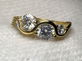 Gold Ring, 925 Silber mit Moissanite, Grösse 52 ⚜️NEU