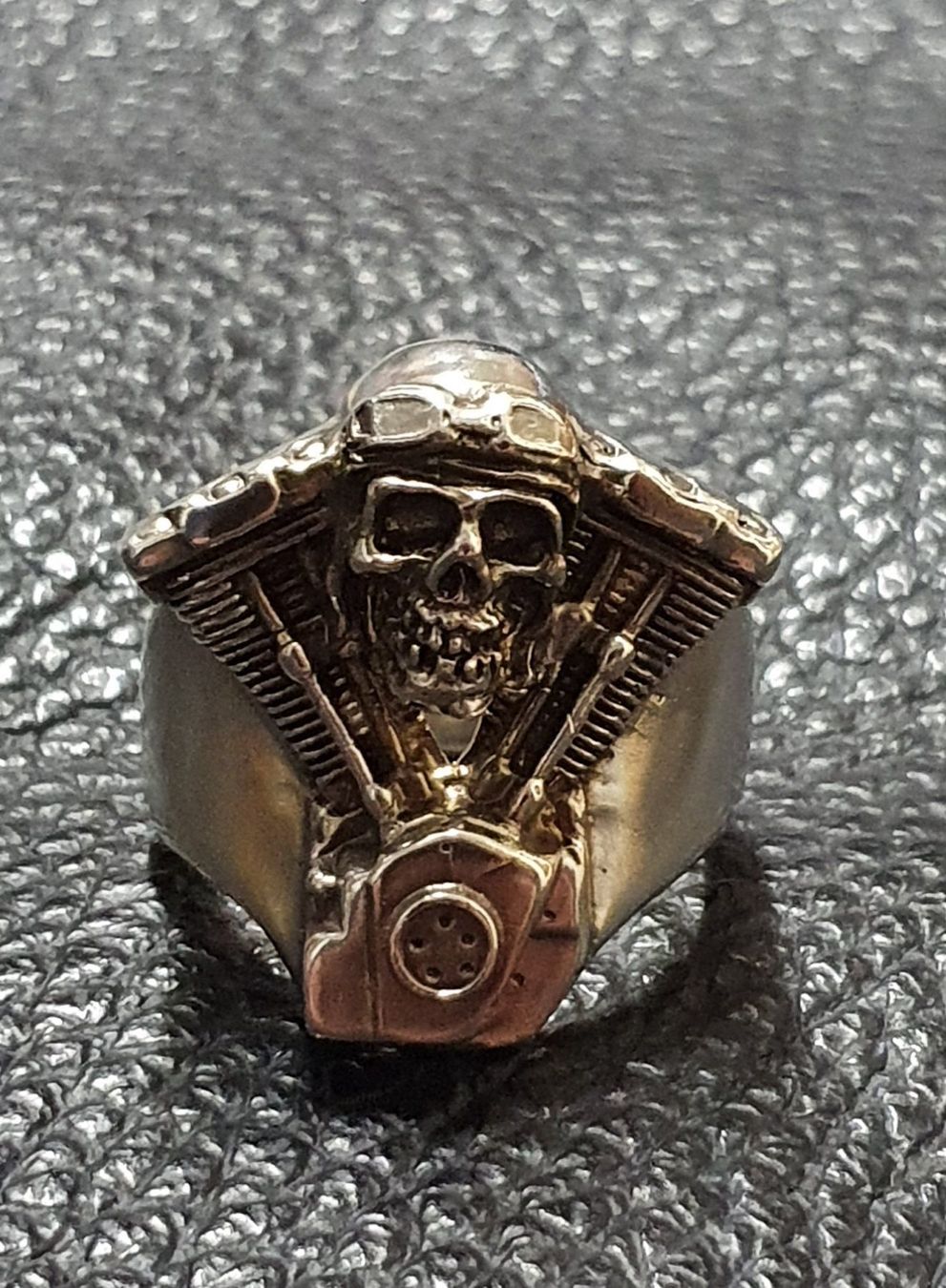 Ringe: Neu: Ring Motor Skull / Gr. 70 / 925 Silber – Neu (gemäss Beschreibung) aus Muri AG von Edlerweiss-Schwarz
