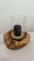 Kerzenständer aus Holz mit Glas, Kerze, Deko