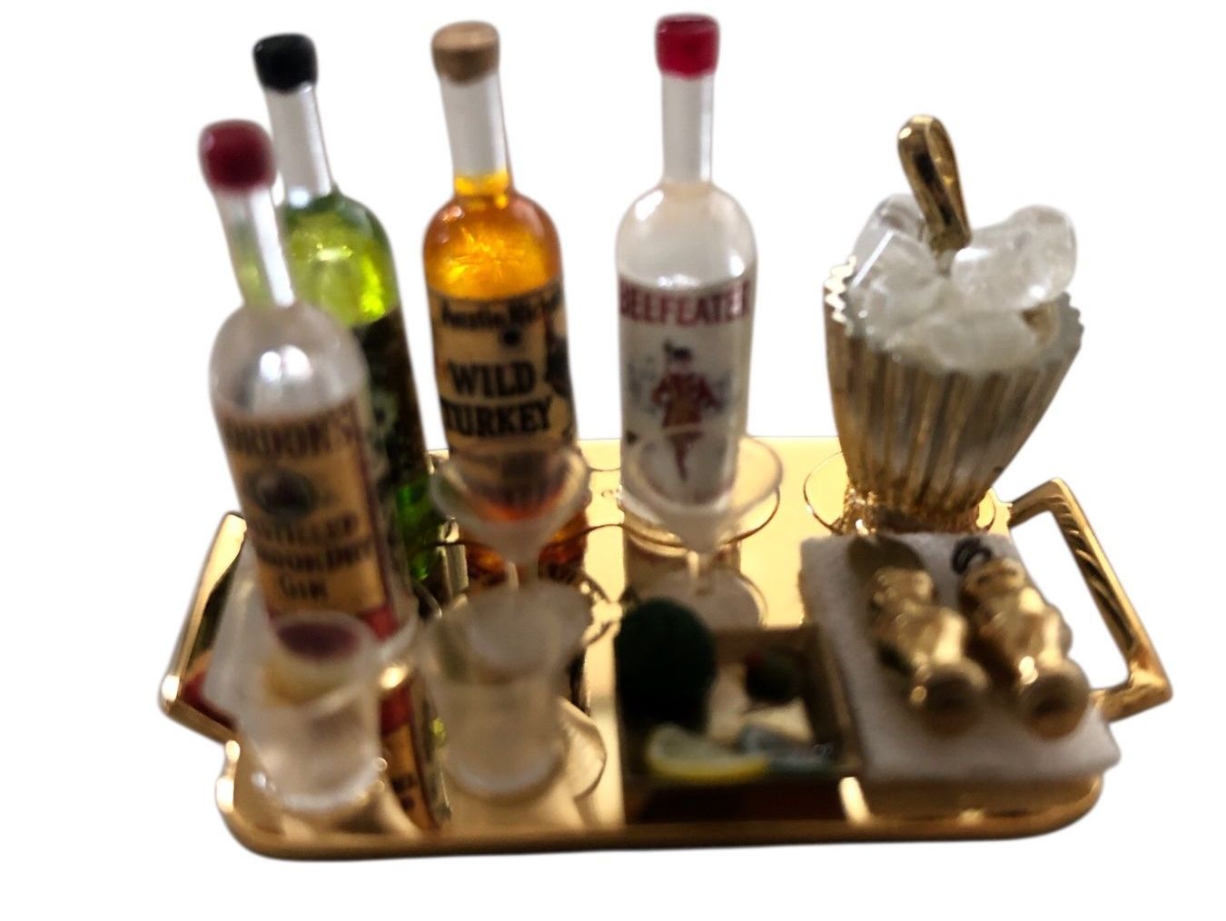 Puppenhäuser & -möbel: exclusive 1:12 Miniaturen "Bar-Set"  Messing-Tablett – Neu und originalverpackt aus Pratteln von Dollshop