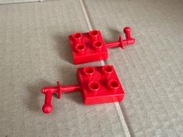 Lego Duplo Platte Stein Baustein rot 2x2 mit Kurbel