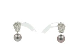Tahiti Perlen Diamant Ohrstecker 18K WG Schmetterling *S4167