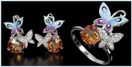 ♛ Ring & Ohrringe Email 925 Silber