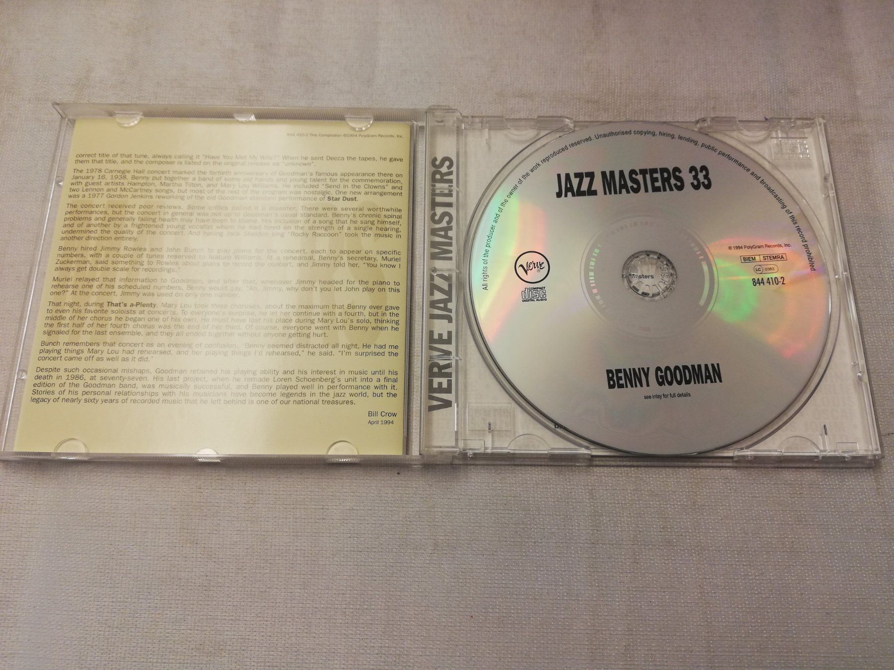 CD: BENNY GOODMAN - JAZZ MASTERS 33 – Usato da Bern venduto da Vinylsound.ch 2