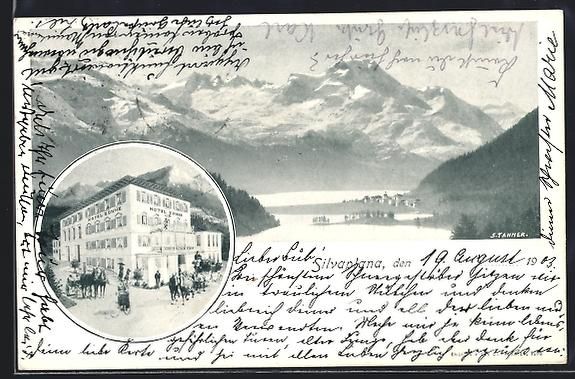 Cartoline postali: AK Silvaplana, Panorama und Hotel Sonne – Usato da Berlin venduto da bartko-reher