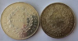 Francs lot de 2p. de 50 francs Hercule 1978 / 1975