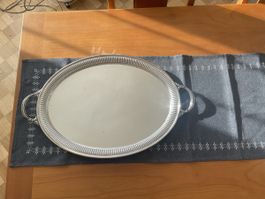 Vintage Serviertablett versilbert, Durchmesser 63 cm