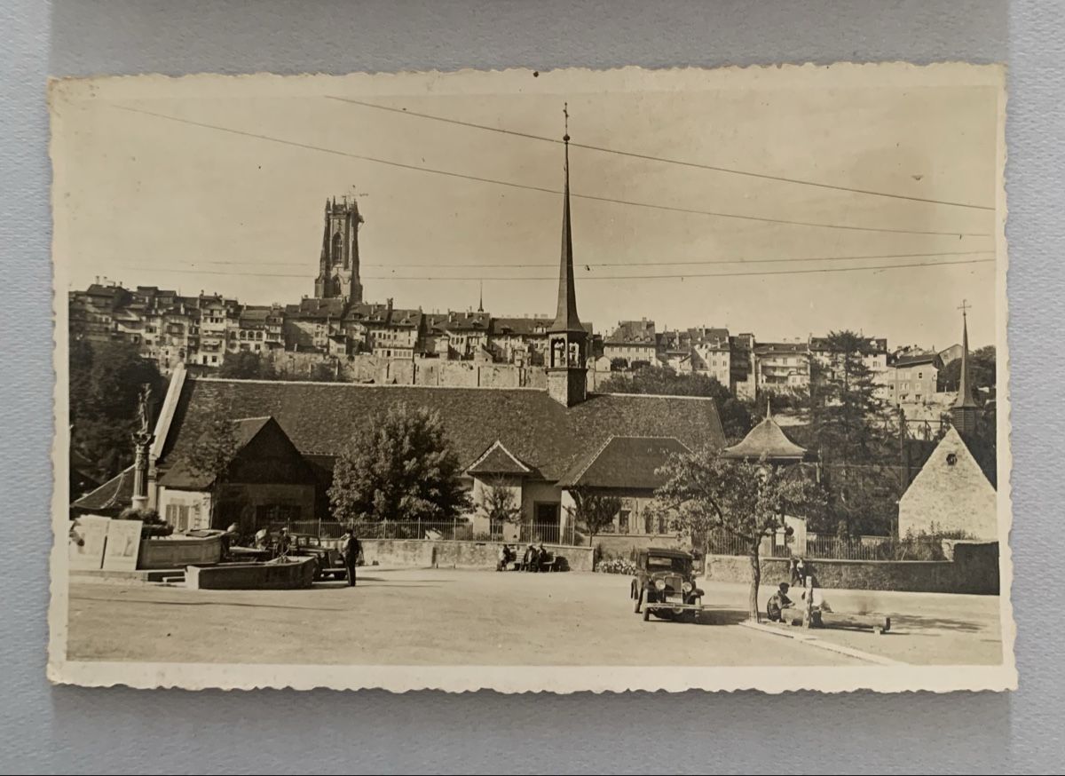 Cartoline postali: Ansichtskarten Schweiz - Fribourg, Planche Supérieure, FR – Usato da Düdingen venduto da polytropon_5 2