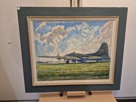 Original Gemälde – Walter Amacher (Zürich) – US-Bomber B-17