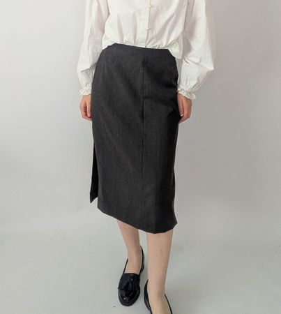 Rock Mikko grau elegant mit Seitenschlitz Gr 40, Wolle
