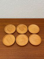 6x Buche Glasuntersetzer gedrechselt vintage Glasteller