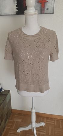 Strickpullover Akris Punto beige Grösse 34 Damen kurzarm 100