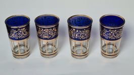 Schnaps- Apéro- Weingläser 4 Stück gold/blau